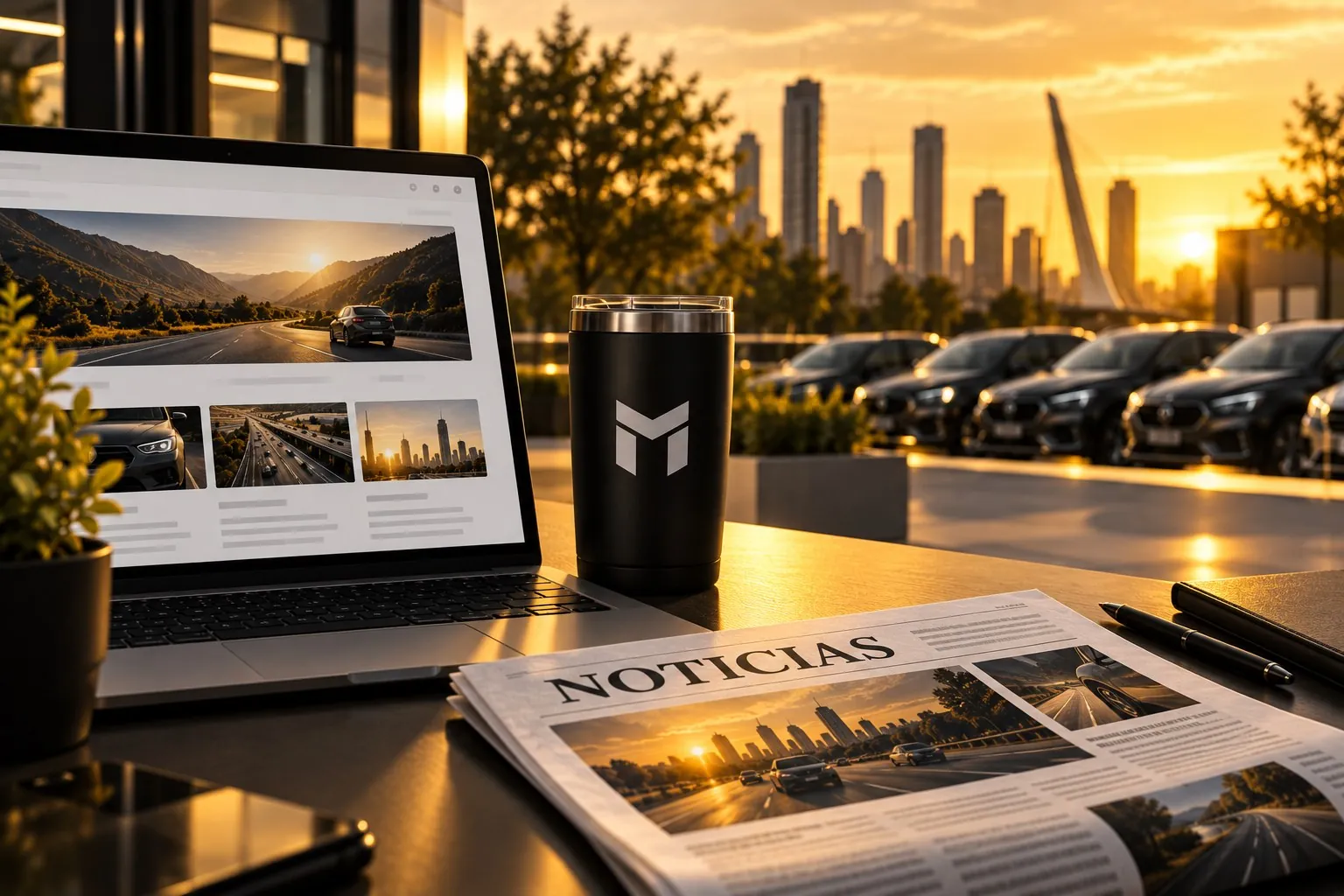 Diario y notebook con noticias de METIS sobre movilidad corporativa